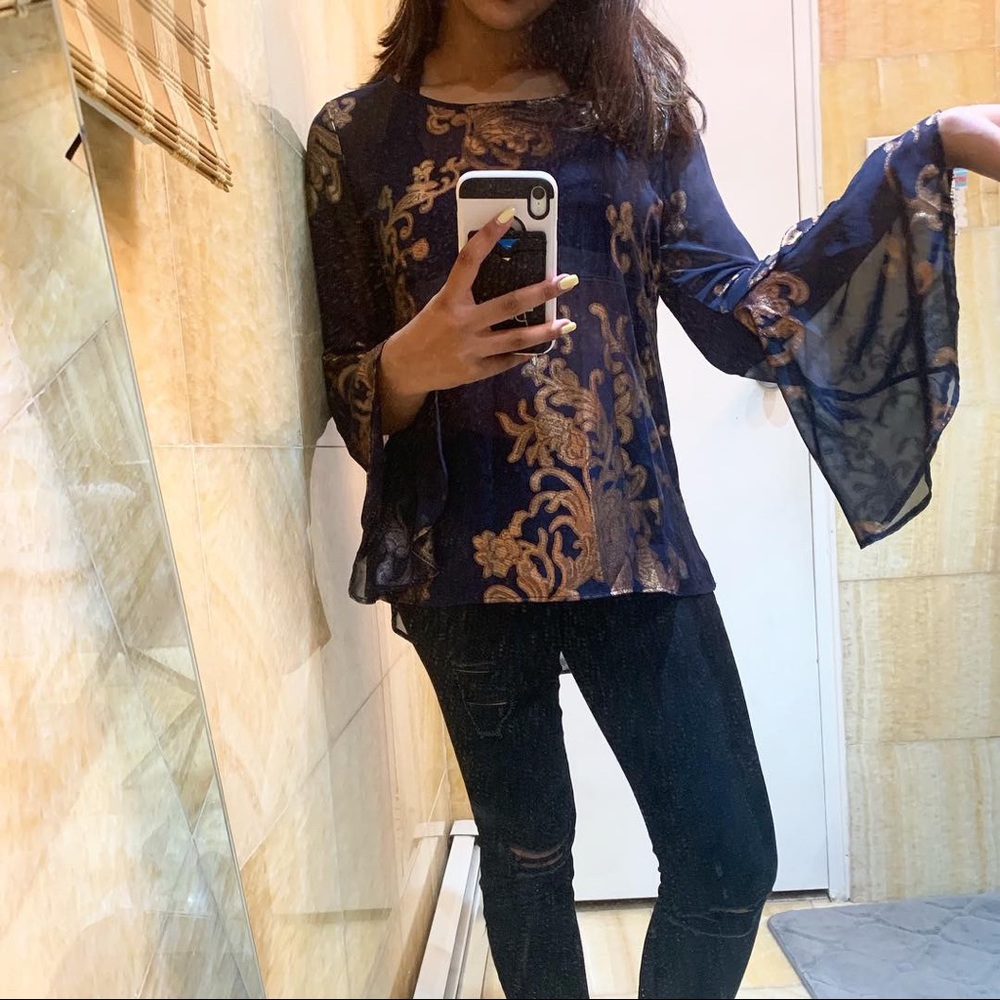Blouse with gold detailing